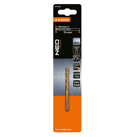 Csigafúró HSS Titán bevonattal 4.2mm, min. rendelés: 5db