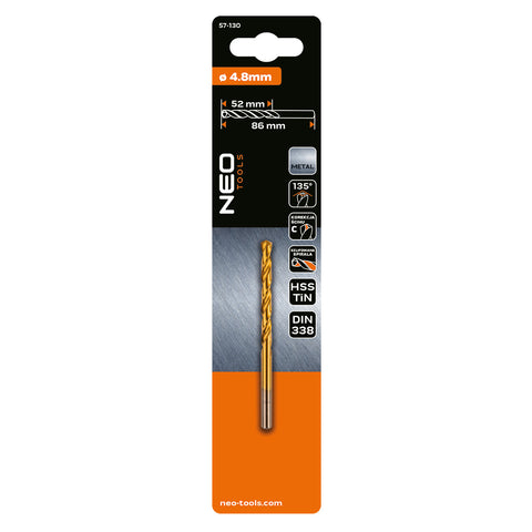 Csigafúró HSS Titán bevonattal 4.8mm, min. rendelés: 5db