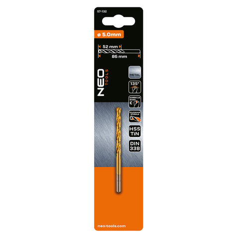Csigafúró HSS Titán bevonattal 5mm, min. rendelés: 5db