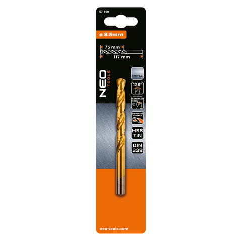 Csigafúró HSS Titán bevonattal 8.5mm