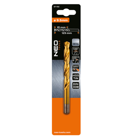 Csigafúró HSS Titán bevonattal 9.5mm