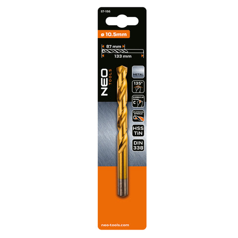 Csigafúró HSS Titán bevonattal 10.5mm