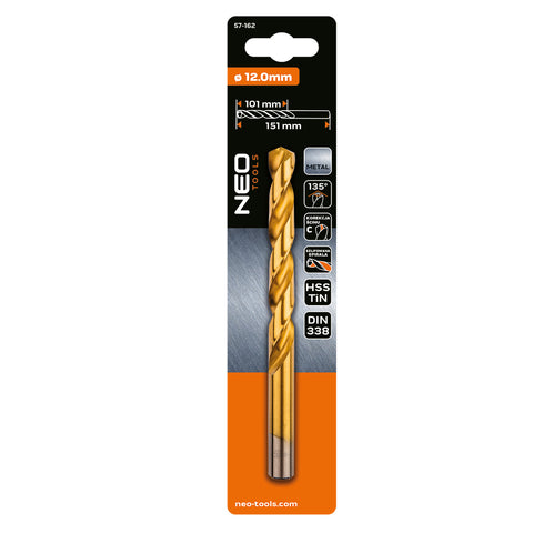 Csigafúró HSS Titán bevonattal 12mm
