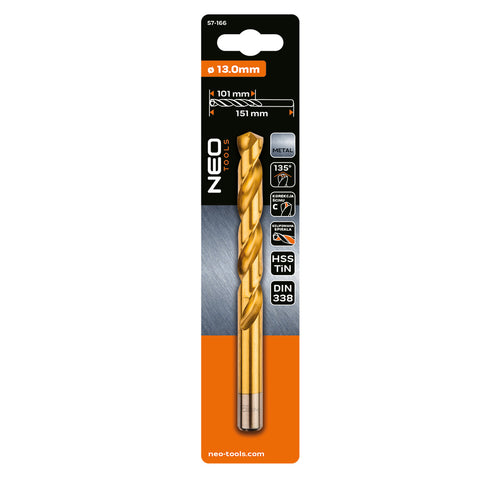 Csigafúró HSS Titán bevonattal 13mm
