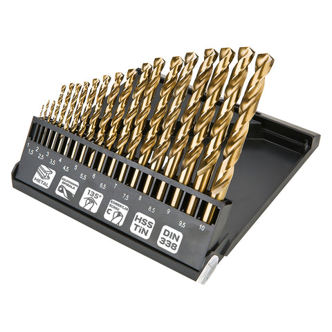 Csigafúró készlet HSS Titán bevonattal 1-10mm, 19db