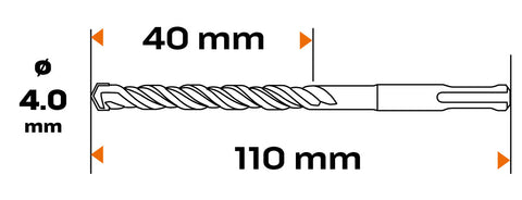 Betonfúró SDS PLUS 4x110mm, S4 type, 4 élű hegy