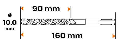 Betonfúró SDS PLUS 10x160mm, S4 type, 4 élű hegy