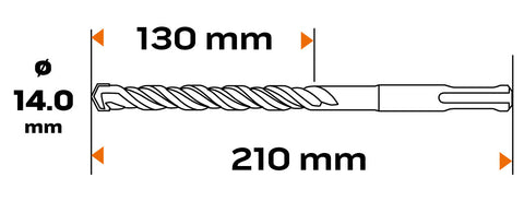 Betonfúró SDS PLUS 14x210mm, S4 type, 4 élű hegy