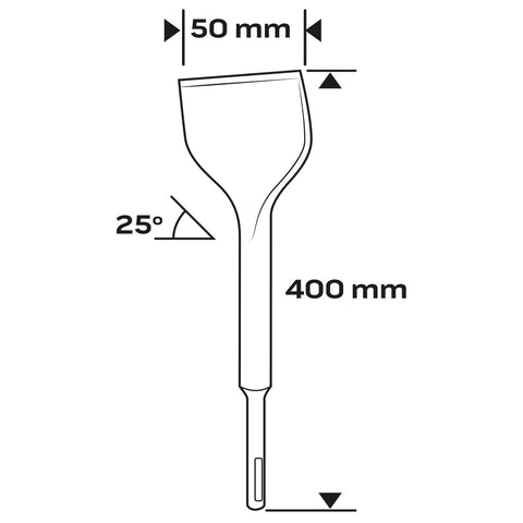Lapátvéső SDS MAX 50x400mm 25 fokban hajlított, NEO TOOLS