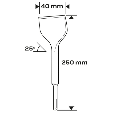 Lapátvéső SDS PLUS 40x250mm, 25 fokban hajlított, NEO TOOLS