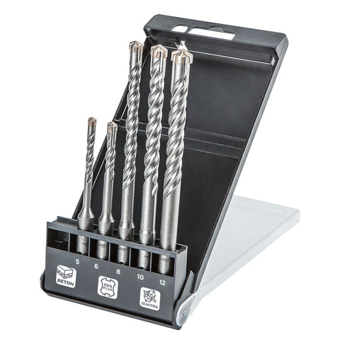 Betonfúró készlet SDS PLUS 5, 6 x110mm + 8, 10, 12 x160mm, 4 élű, 5db