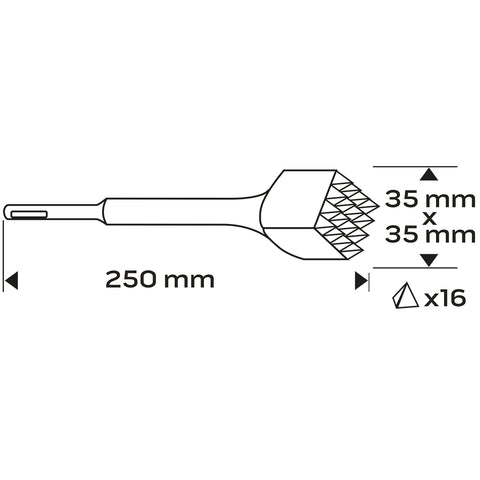 Stokkolófej véső, SDS PLUS 40x40mm, 16 stokkoló fej
