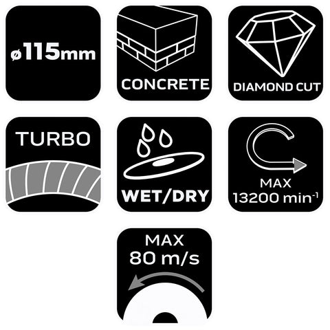 Gyémánt vágókorong 115mm turbo
