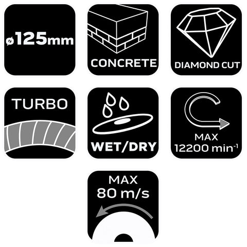 Gyémánt vágókorong 125mm turbo