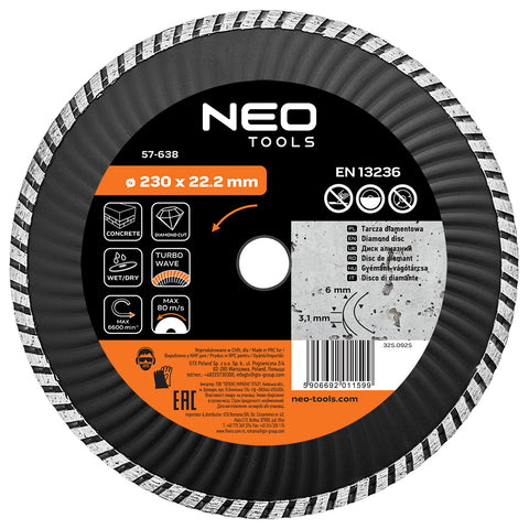 Gyémánt vágókorong 230mm turbo hűtőbordás