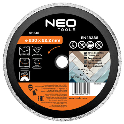 Gyémánt vágókorong 230mm vizes