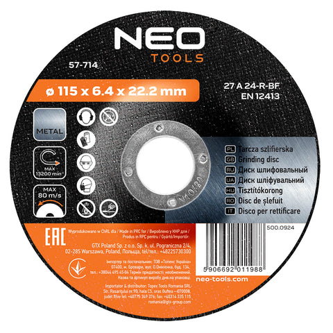 Tisztítókorong fém 115x6.4mm, min. rendelés: 5db