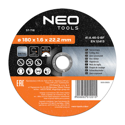 Vágókorong fémhez 180x1.6x22mm, min. rendelés: 5db