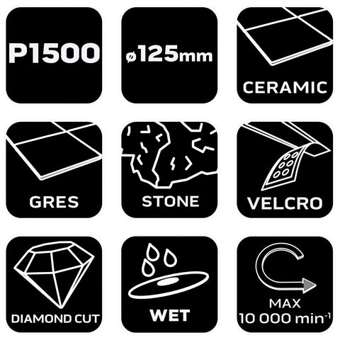 Gyémánt csiszoló- és polírozókorong 125mm, K1500