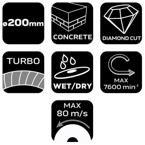 Gyémánt vágókorong 200x25.4mm turbo
