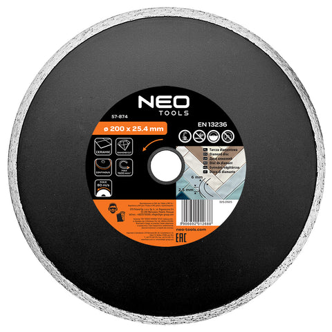 Gyémánt vágókorong 200x25.4mm vizes