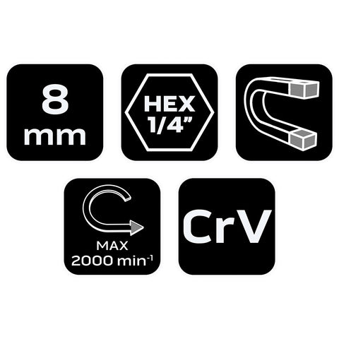Csavarbehajtó, hatlapú, mágneses, 8mm, min. rendelés: 5db