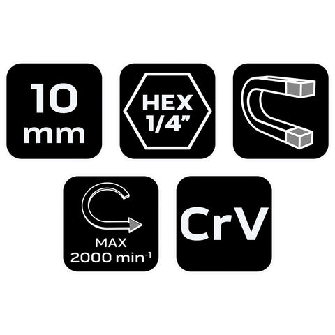 Csavarbehajtó, hatlapú, mágneses, 10mm, NEO TOOLS