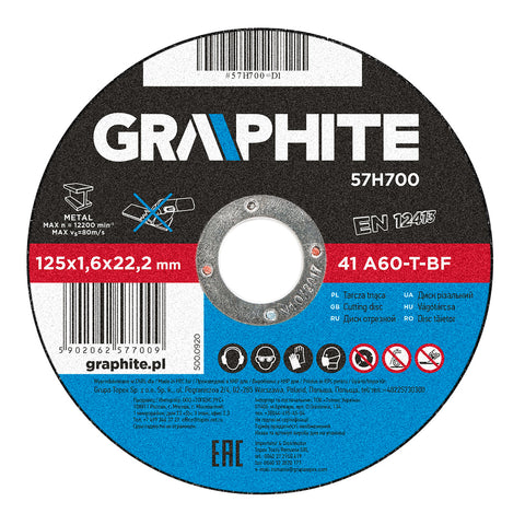 Vágókorong fémhez 125x1.6x22mm, 41A60-T-BF, min. rendelés: 5db
