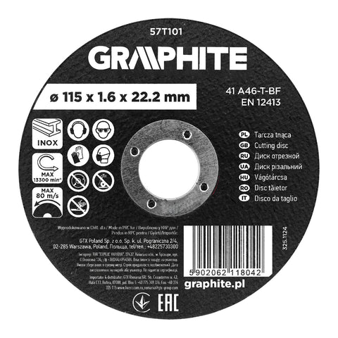 Vágókorong fémhez, alumínium oxid 115x1,6x22,2 INOX 41 A46-T-BF, min.rendelés: 3db
