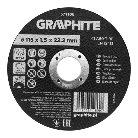 Vágókorong fémhez, alumínium oxid 115x1,5x22,2  41 A60-T-BF, min.rendelés: 3db