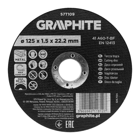 Vágókorong fémhez, alumínium oxid 125x1,5x22,2  41 A60-T-BF, min.rendelés: 3db