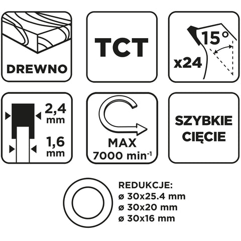 Körfűrészlap, keményfém fogakkal, 250x30mm, 24fog