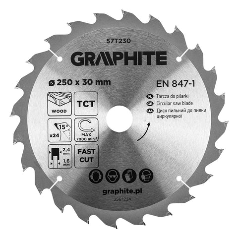 Körfűrészlap, keményfém fogakkal, 250x30mm, 24fog