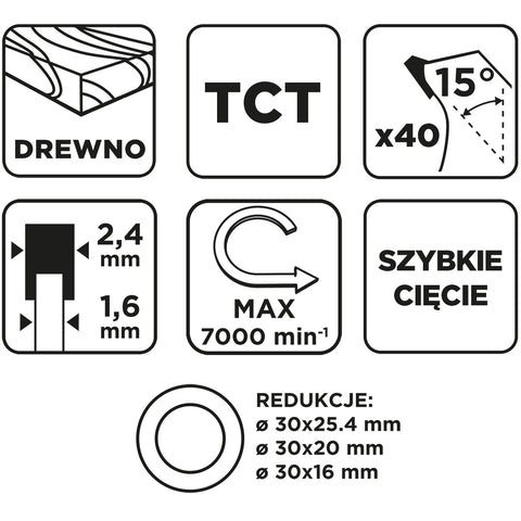 Körfűrészlap, keményfém fogakkal, 250x30mm, 40fog