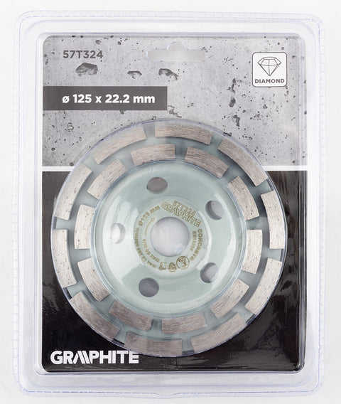 Gyémánt csiszolókorong 125x22.2mm, szegmenses, 2 soros, száraz