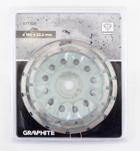 Gyémánt csiszolókorong 180x22.2mm, szegmenses, 2 soros, száraz