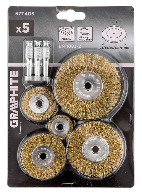 Drótkorong, körkefe készlet, 5db-os, 3db befogószárral