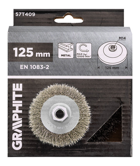 Drótkorong, tányér, hullámos, 125mm, M14