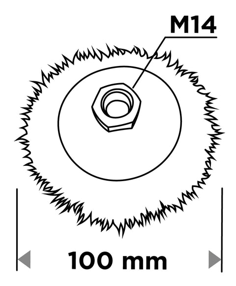 Drótkorong, tányér, hullámos, 100mm, M14