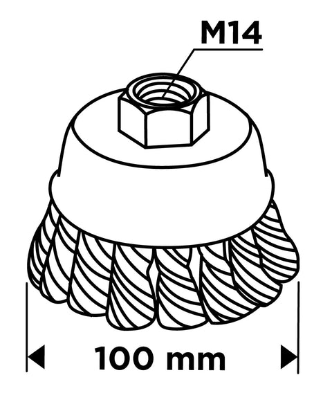 Drótkorong, fazék, sodrott, 100mm, M14