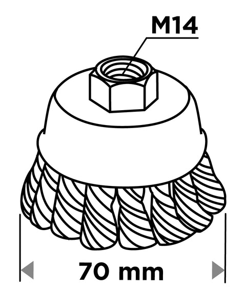 Drótkorong, fazék, sodrott, 70mm, M14