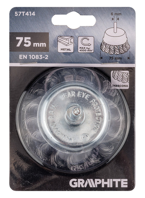 Drótkorong, fazék, sodrott, 75mm, csapos