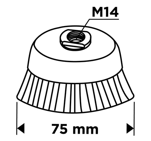 Drótkorong, fazék, hullámos, 75mm, M14
