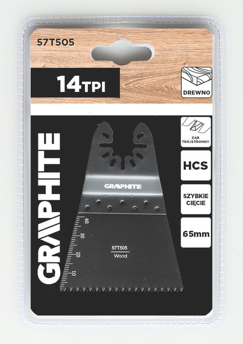 Multigép, rezgőgép lap, HCS, 14TPI, 65mm, egyenes merülőfűrész, 3oldalon élezett fogak, fához