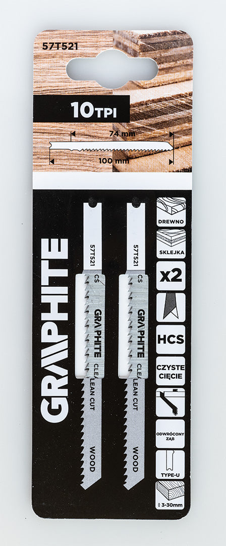 Dekopírfűrészlap, U-befogó, HCS, 10TPI, 74/100mm, fa-rétegelt lemez, 2db