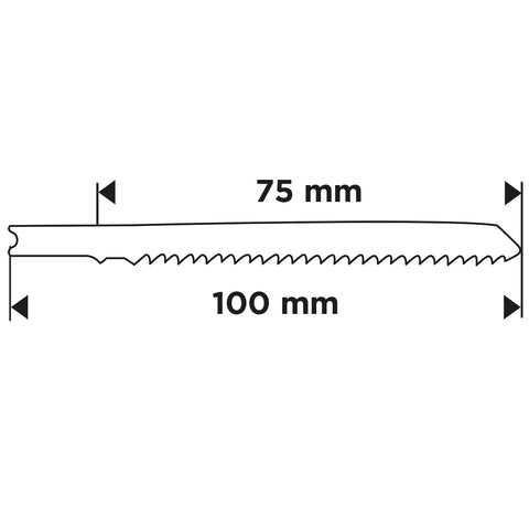 Dekopírfűrészlap, U-befogó, HCS, 6TPI, 75/100mm, fa-rétegelt lemez, 2db