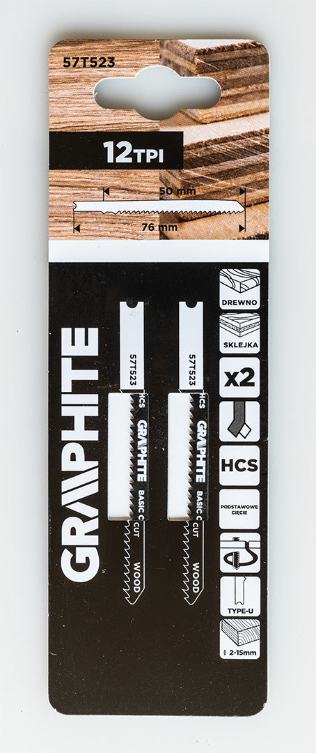 Dekopírfűrészlap, U-befogó, HCS, 12TPI, 50/76mm, fa-rétegelt lemez, 2db, min.rendelés: 3db