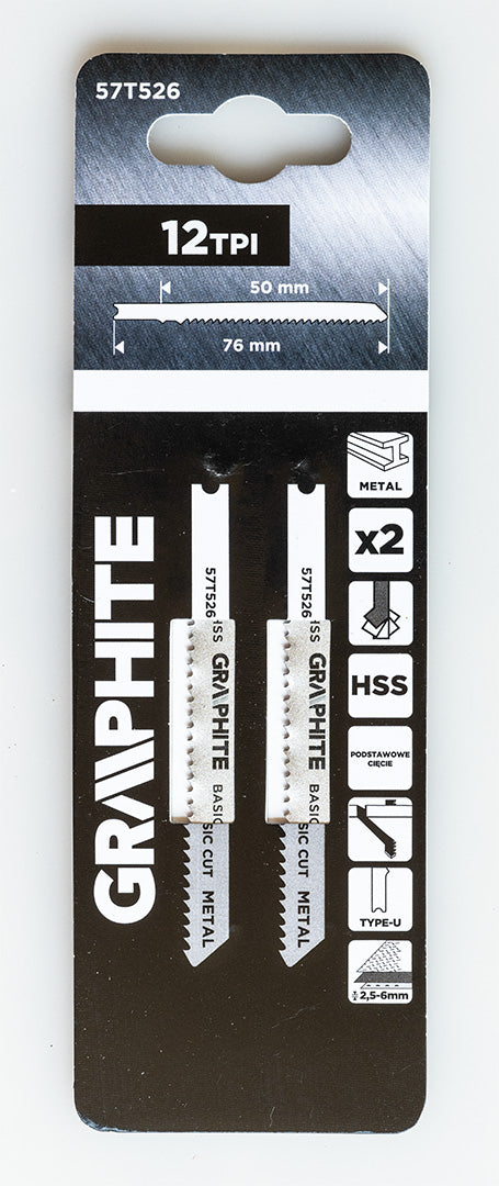 Dekopírfűrészlap, U-befogó, HCS, 12TPI, 50/76mm, fém, 2db