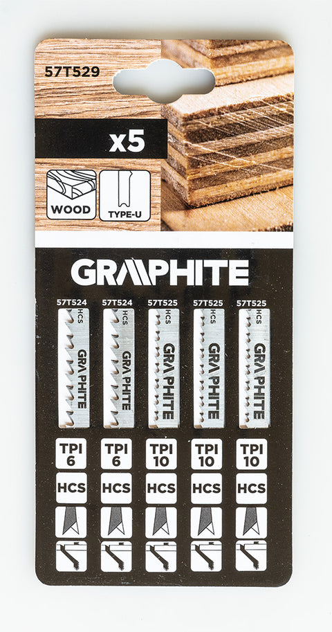 Dekopírfűrészlap, U-befogó, HCS, 6TPI, 74/100mm, fa-rétegelt lemez, 5db