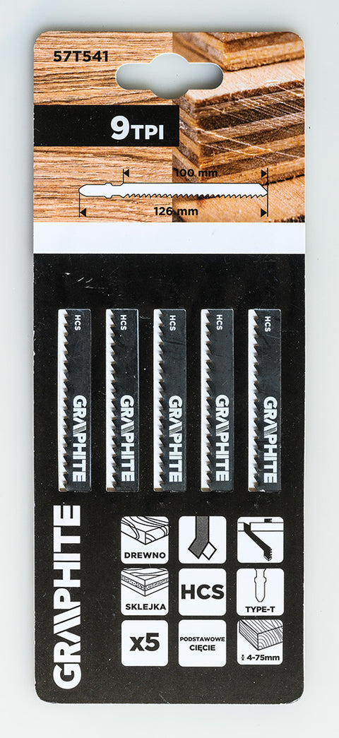 Dekopírfűrészlap, T-befogó, HCS, 9TPI, 100/126mm, fa-rétegelt lemez, 5db